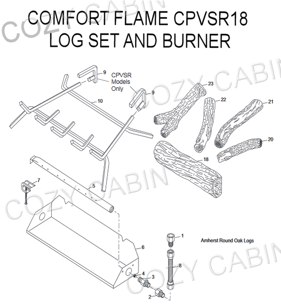 COMFORT FLAME LOG SET AND BURNER MODELS (CPVSR18) #CPVSR18